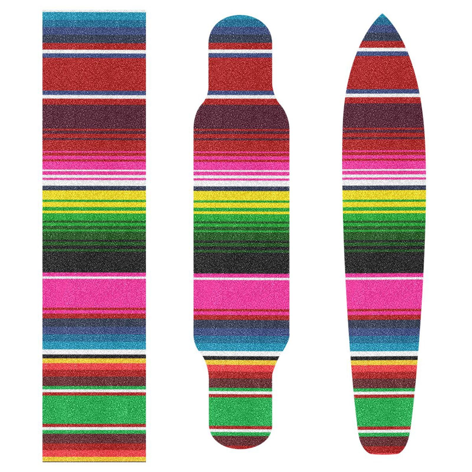 Kigai Skateboard Grip Tape Sheets Mexican Serape Blanket Stripes Longboard Griptape Bubble Free Anti-Slip 44.1X 10.1 Sand P