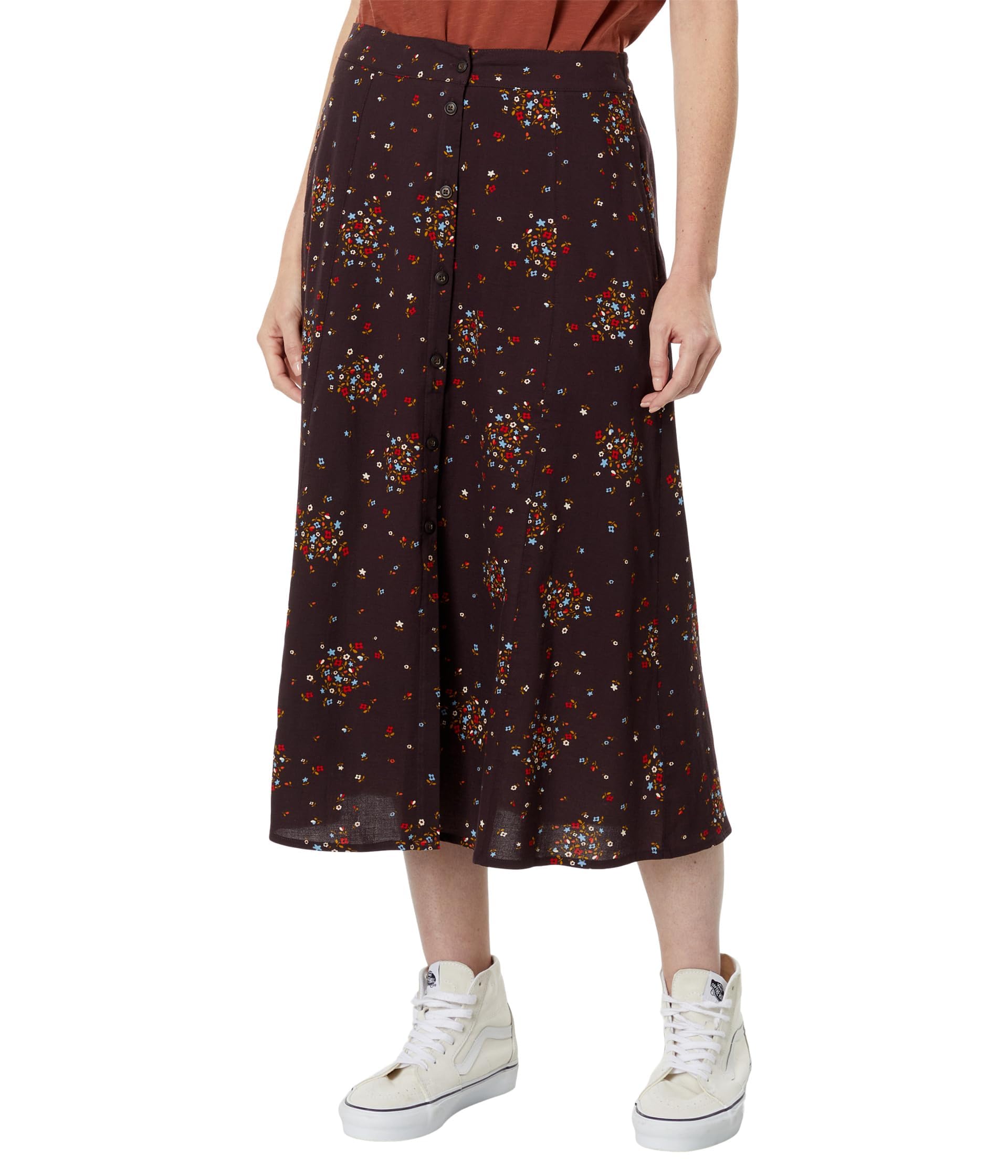ToadCo Manzana Pull-On Skirt Carob Floral Print Large