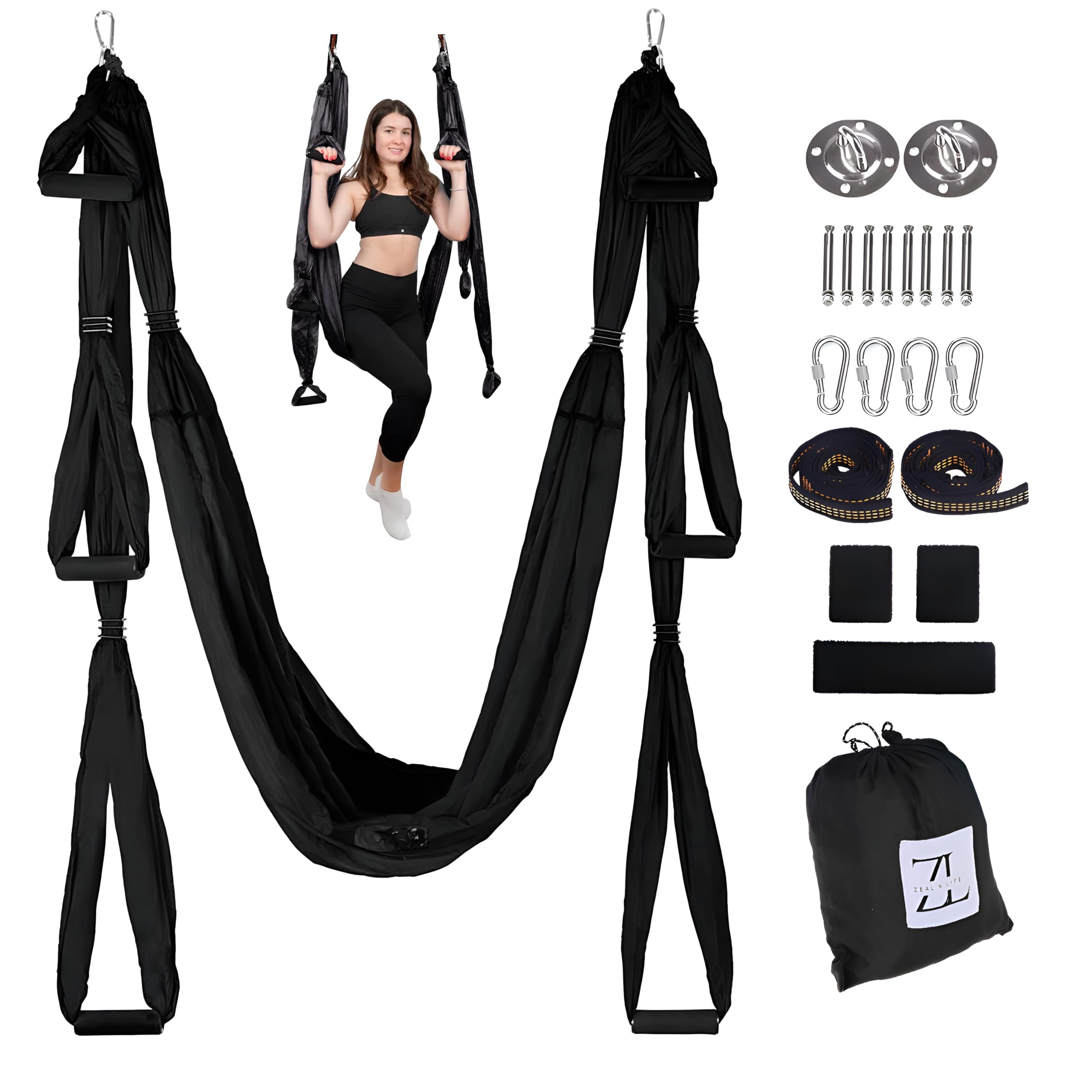 ZEALN LIFE Aerial Yoga Swing Set Yoga Hammock for Outdoor Inversion Therapy Flying Sling Set Aerial Yoga Hammock Yoga Swi