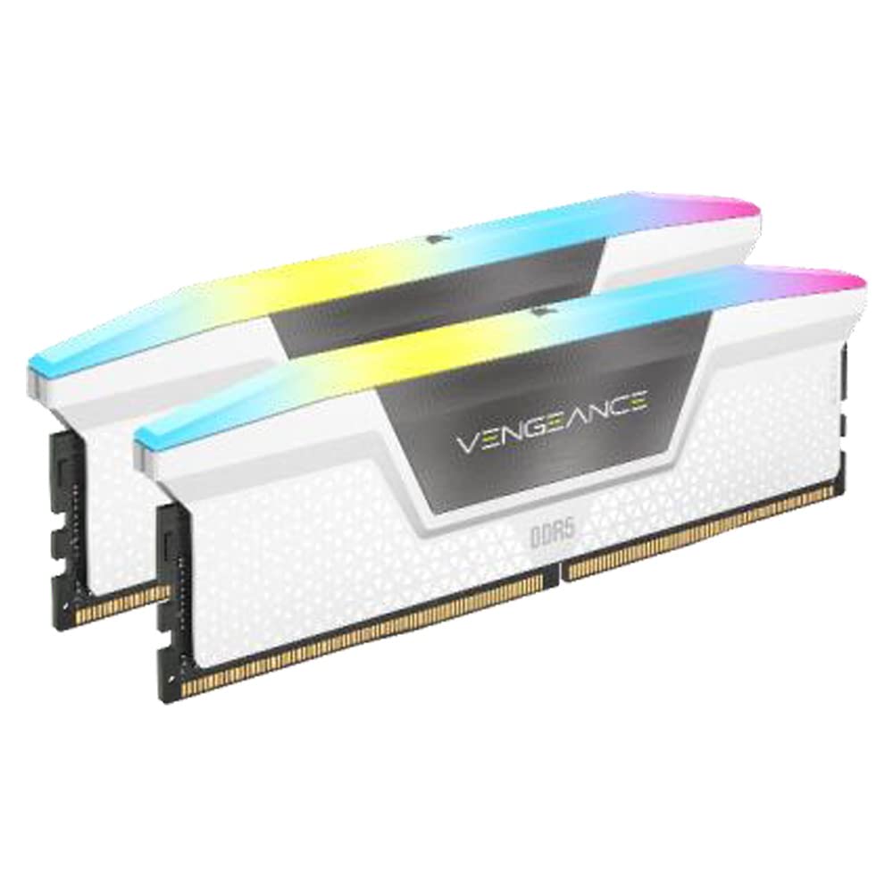CORSAIR Vengeance RGB DDR5 RAM 32GB 2x16GB 6000MHz CL30 Intel XMP iCUE Compatible Computer Memory - White CMH32GX5M2B6000C