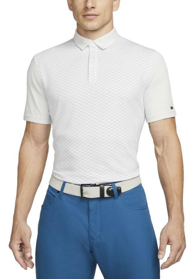 Nike Mens Dri-Fit Player Argyle Print Golf Polo Shirt Large Photon Dust