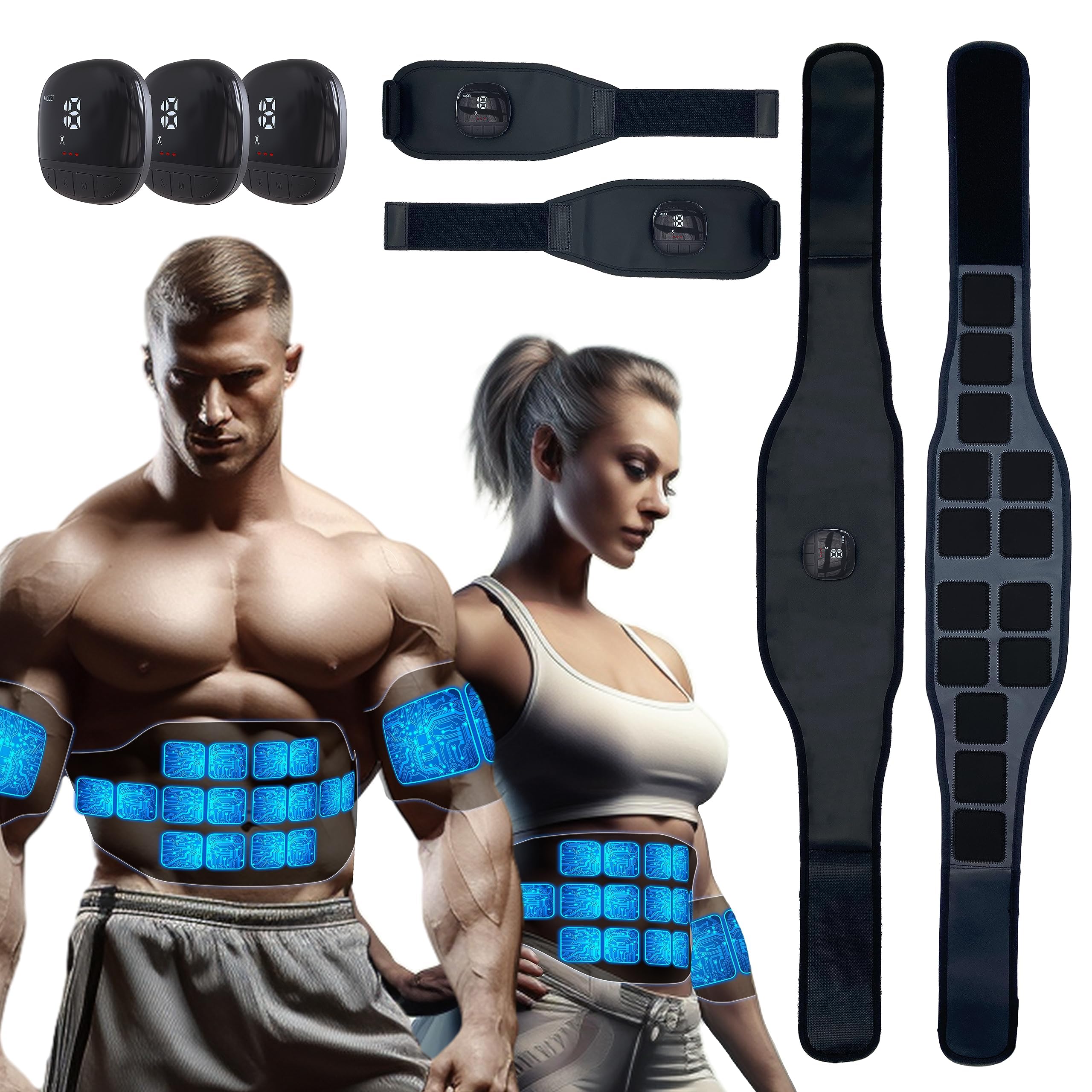 Emurdyon Ab Stimulator Belt MHD TENS EMS Muscle Stimulator Waist Trainer for WomanMan Abs Workout Equiptment Your Home
