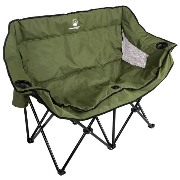 Wakeman Outdoor Loveseat Two-Person Camp Chair Olive Green