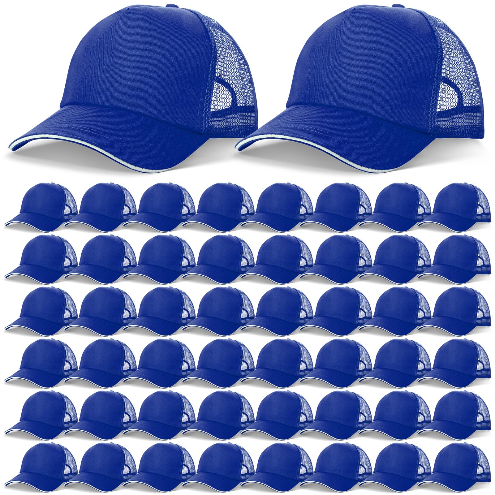 Didaey 50 Pcs Blank Trucker Hats Bulk Unisex Sublimation Hat Baseball Cap Trucker Cap with Adjustable Snapback for Men Women